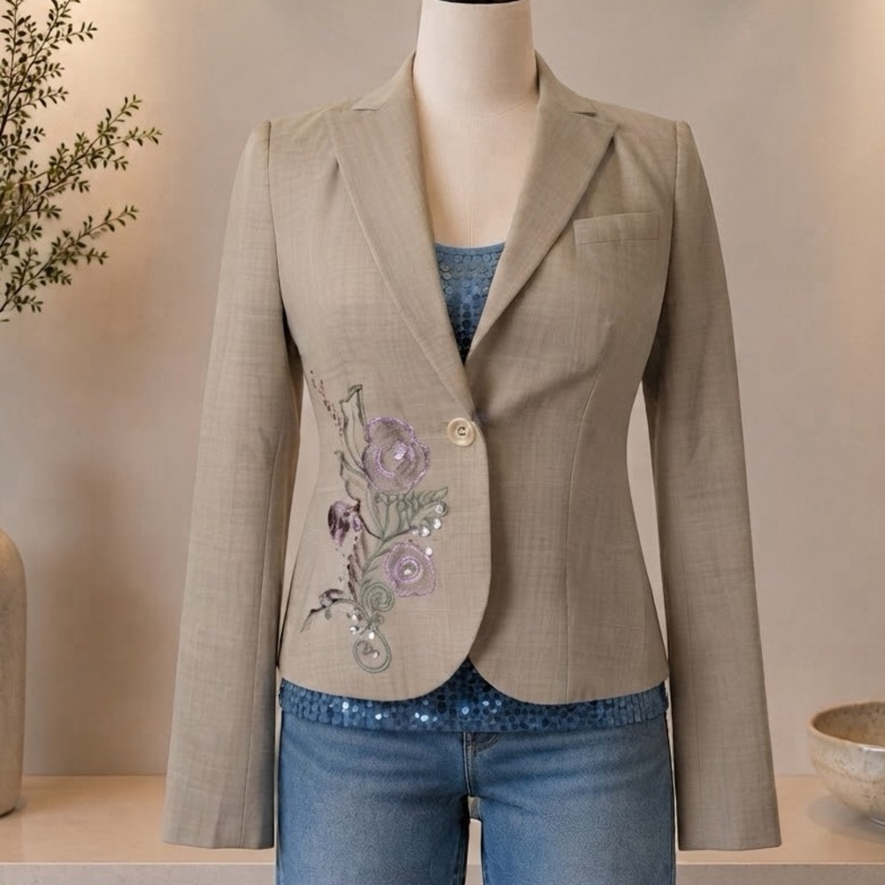 Laundry Shelli Segal Embroidered Floral Blazer sz 4